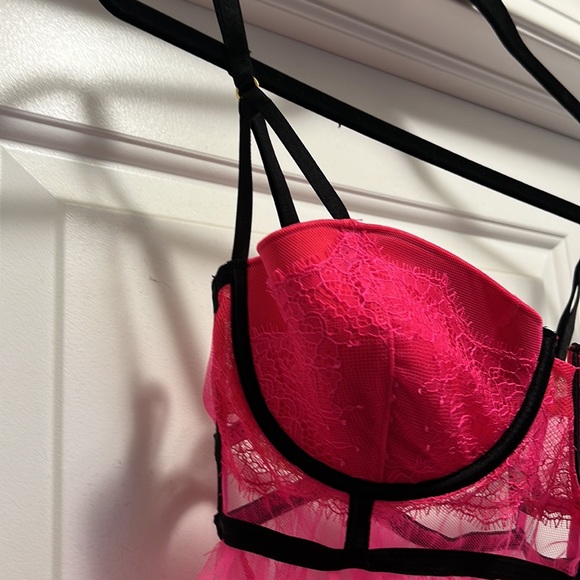 Victoria’s Secret Pink and Black Babydoll Lingerie Size 36D - Picture 5 of 11